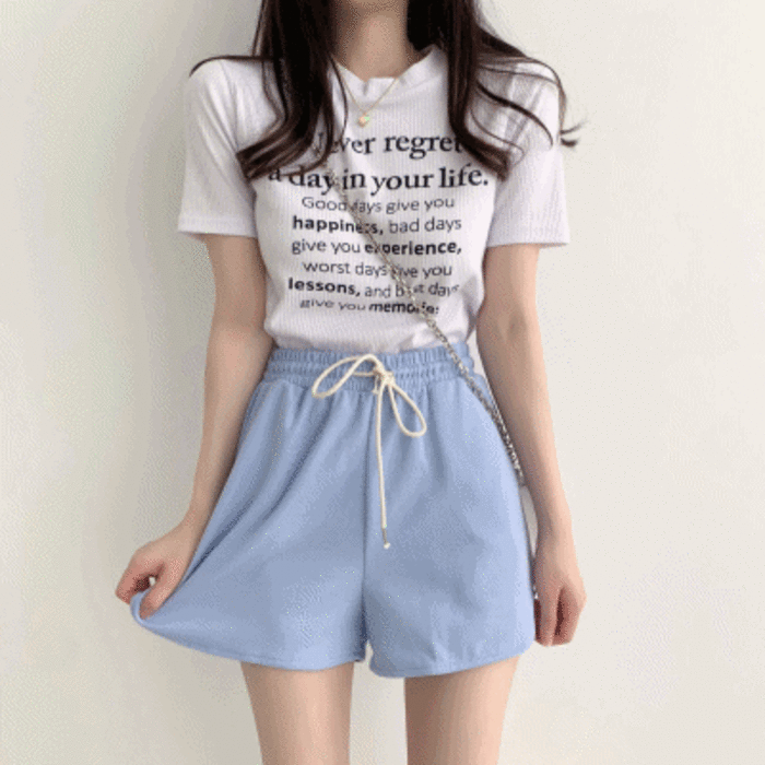 [♥24시간 10%할인♥] [데일리] 메모리 라운드 레터링 골지 반팔 티셔츠